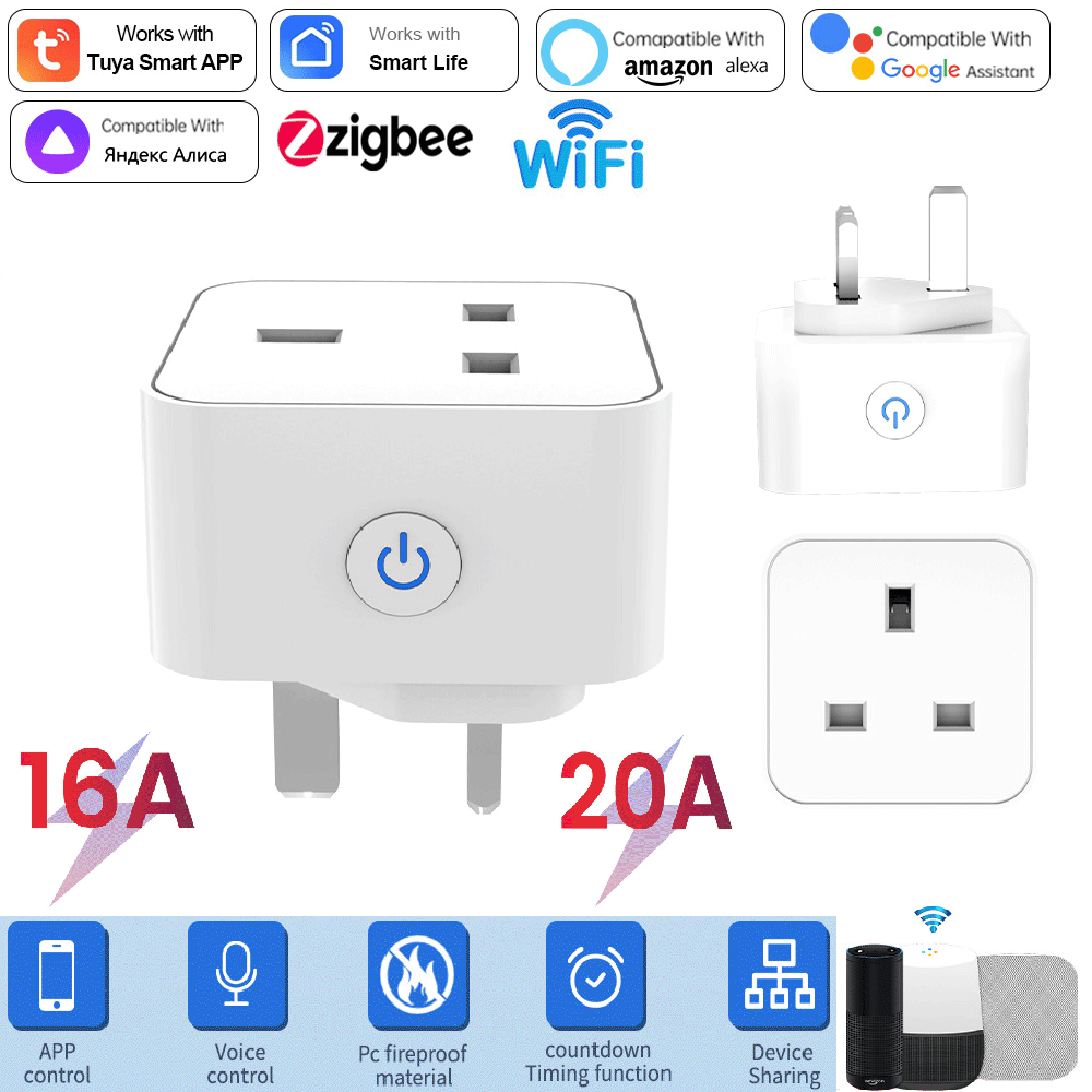Smart Home Voice Assistant - Inteligentne gniazdko Tuya 16A/20A WiFi lub
