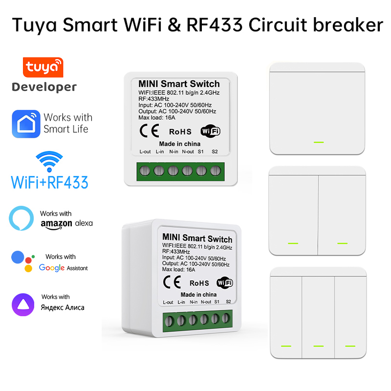 Smart Home Voice Assistant - Inteligentny przełącznik WiFi Tuya do oświetlenia,
