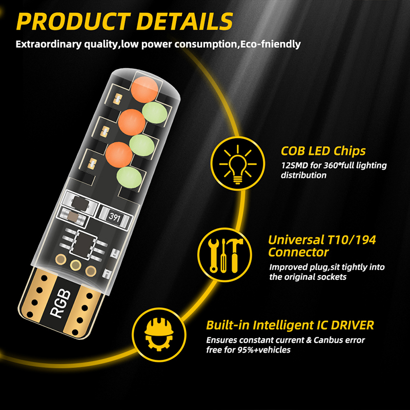 1 zestaw T10 W5w RGB LED Żarów – Voice Control Light Bulb recenzja i cena